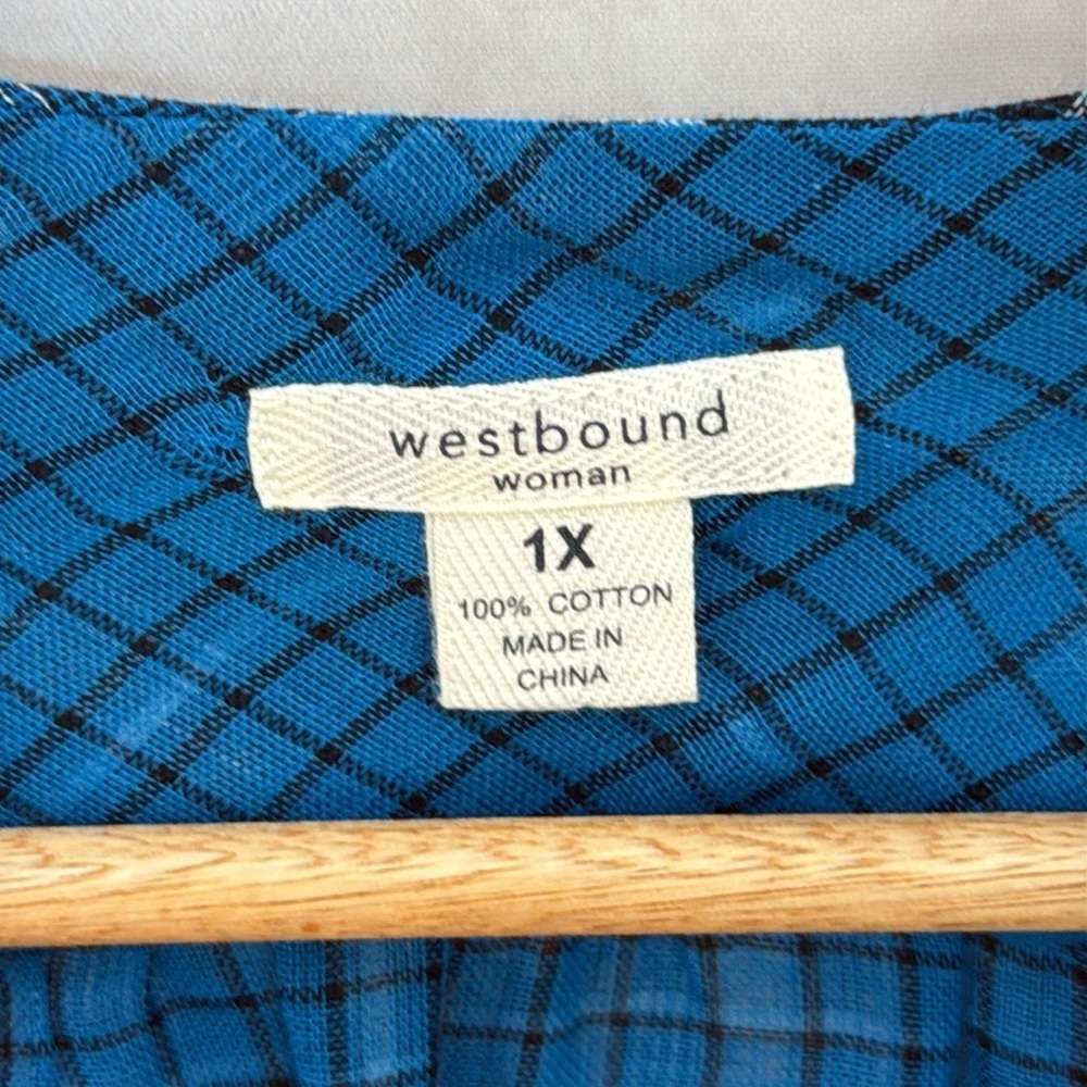 NWOT Westbound Teal Plaid Tunic Top Size 1X - Picture 2 of 6